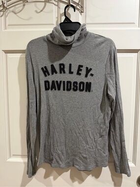 Harley-Davidson Gray Black Logo Turtleneck Pullover Size Large